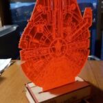 Laser Cut Star Wars Millenium Falcon And Stand 3D Optical Illusion Lamp DXF File