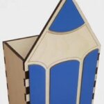 Laser Cut Pencil Shape Pen Holder Organizer Free Vector