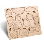 Laser Cut Fruits Learning Activity Wooden Board Free Vector