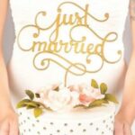 Laser Cut Just Married Wedding Cake Topper Free Vector