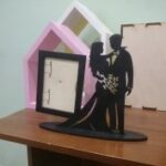 Valentine Couple Laser Cut Photo Stand Free Vector