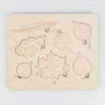 Laser Cut Montessori Leaf Puzzle Wooden Learning Toys For Kids Free Vector