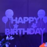 Laser Cut Happy Birthday Cake Topper With Balloons Free Vector