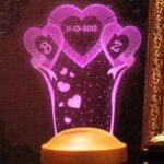 Laser Cut Anniversary Wedding Gift For Her 3D Illusion Lamp Free Vector