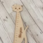 Laser Cut Personalised Wooden Ruler Cat Shape Free Vector