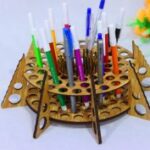Laser Cut Pen Stand Wooden Pencil Holder Desk Organizer Brush Holder Free Vector