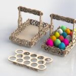 Laser Cut Wooden Decorative Easter Basket DXF File