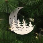 Laser Cut Moon Christmas Decoration Free Vector
