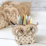 Laser Cut Owl Pen Holder Free Vector