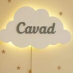 Laser Cut Personalized Cloud Wall Nightlight Nursery Room Decor – Personalized Baby Kids Room Wall Lamp