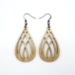 Laser Cut Teardrop Wooden Earrings