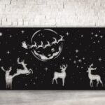 Laser Cut Christmas Panel Reindeer Santa Claus Flying Deer Free Vector