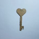 Laser Cut Unfinished Wooden Valentine Heart Key Cutout Free Vector