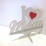 Laser Cut I Love Mom Decor Free Vector