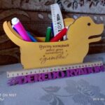 Laser Cut Dog Shape Pen Holder Organizer Free Vector