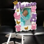 Laser Cut Child Birth Metrics Photo Frame Free Vector