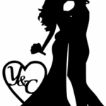 Mr and Mrs Silhouette Black Bride and Groom Vector Free Vector