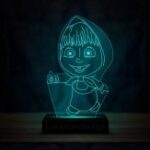 Laser Cut Masha And The Bear Acrylic 3D Lamp DXF File