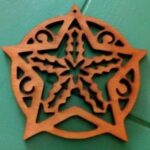 Laser Cut Christmas Tree Ornament Star With Holly Flat Free Vector