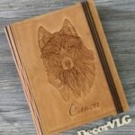 Laser Cut Decor Wolf Engraved Notebook Cover Free Vector