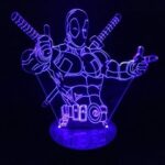 Cool Deadpool 3D illusion table lamp Free Vector