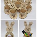 Laser Cut Bunny Egg Holder Free Vector