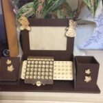 Laser Cut Desk Organizer With Mobile Stand Photo Frame Perpetual Calendar Pencil Holder Free Vector