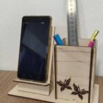 Laser Cut Wooden Phone And Pen Stand DXF File