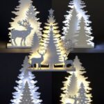 Laser Cut Light Up Decoration Christmas Ornament Xmas Festive Tree Deer Free Vector