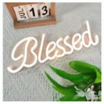 Laser Cut Blessed Neon Sign Wall Decor, Blessed LED Neon Light Wedding Decor