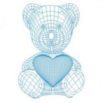 Teddy bear with heart 3d illusion lamp plan Free Vector