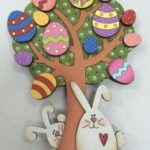 Laser Cut Easter Tree Bunnies Free Vector