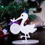 Laser Cut Stork Picture Frame For Baby Photo Free Vector