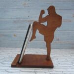 Laser Cut Boxer Mobile Phone Stand Free Vector