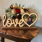 Laser Cut Love Heart Photo Frame Valentine Decor Free Vector