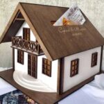 Laser Cut House Shaped Wedding Card Box Free Vector