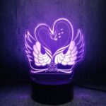 Laser Cut Romantic Double Swan 3D Illusion Lamp DXF File