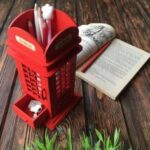 Laser Cut British Phone Booth Pencil Holder Free Vector