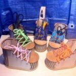 Laser Cut Shoe Shape Pen Stand Holder Desk Organizer Free Vector
