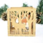 Laser Cut Box Lamp Deer In The Forest Free Vector