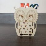 Laser Cut Owl Pencil Holder Free Vector