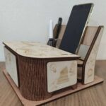 Laser Cut Desk Organizer With Phone Holder Free Vector