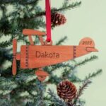 Laser Cut Airplane Wooden Christmas Ornament