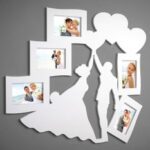 Laser Cut Photo Frame for Newlyweds Free Vector