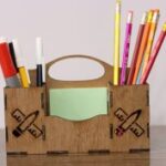 Laser Cut Wooden Office Desk Organizer Free Vector