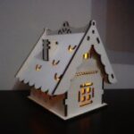 Laser Cut Wooden House Lamp Small Christmas Light Night Lamp Free Vector