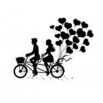 Laser Engraving Romantic Couple On Tandem Bike Free Vector