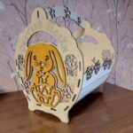 Laser Cut Decorative Basket With Bunny DWG File