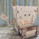 Laser Cut Spongebob Squarepants Pencil Holder With Drawer Free Vector