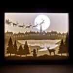 Laser Cut Christmas Shadow Box Night Light Paper Cut Free Vector